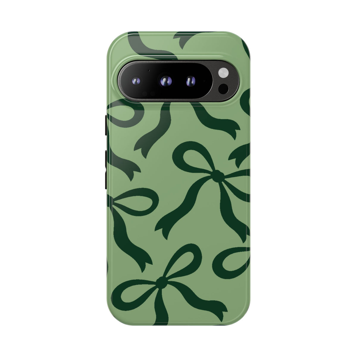 Bold Sage Green and Forest Green Bow Pattern Phone Case - Green Phone Case - Google Pixel 9 Pro / Glossy