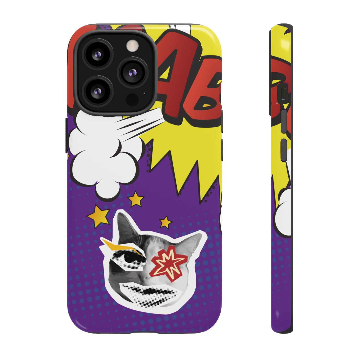 Bold Purple Pop Art Cat Phone Case - Purple Phone Case - iPhone 13 Pro / Glossy