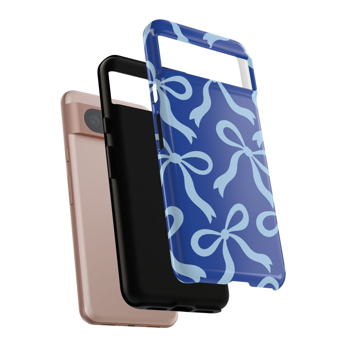 Bold Cobalt Blue and Powder Blue Bow Pattern Phone Case - Blue Phone Case