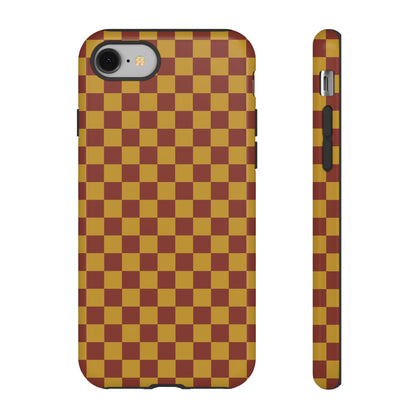 Trendy Mustard & Burgandy Small Checked Pattern Phone Case - Brown Phone Case - iPhone 8 / Glossy