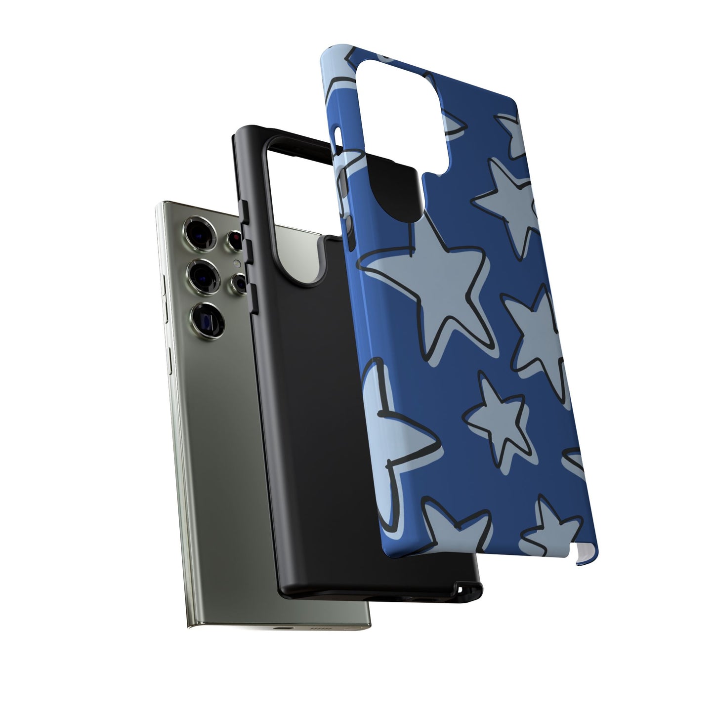 Cobalt Blue Doodle Star Phone Case