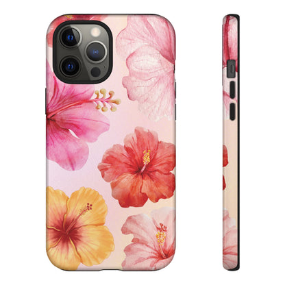 iPhone 12 Pro Max / Glossy Phone Case - ’Pink Hibiscus Pattern #1’ Phone Case