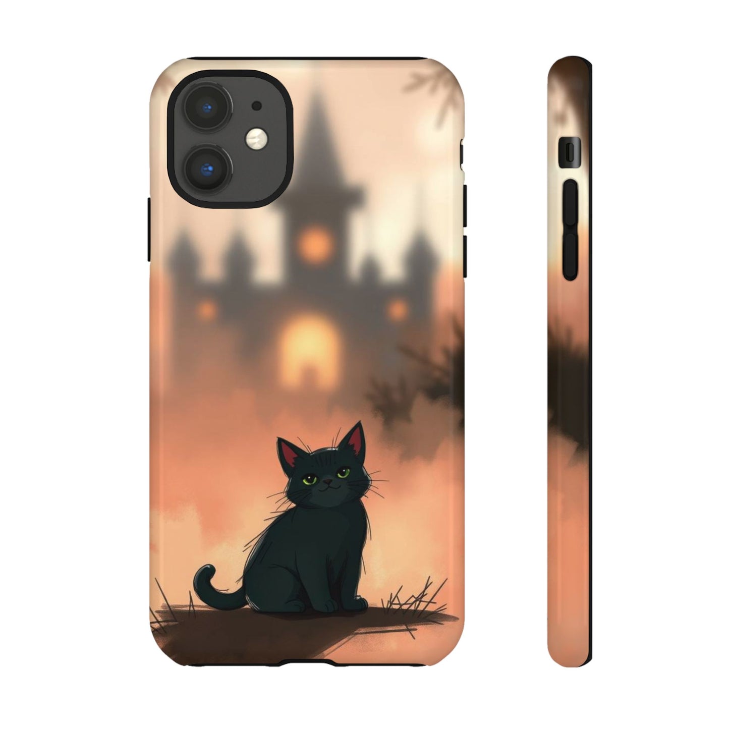 iPhone 11 / Glossy Phone Case - Cute Gothic Cat Design Phone Case