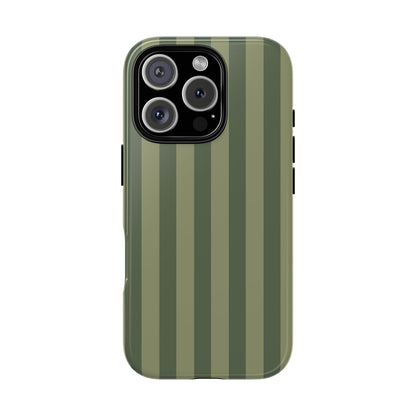 iPhone 16 Pro / Glossy Phone Case - ’Green Stripe Pattern’ Phone Case