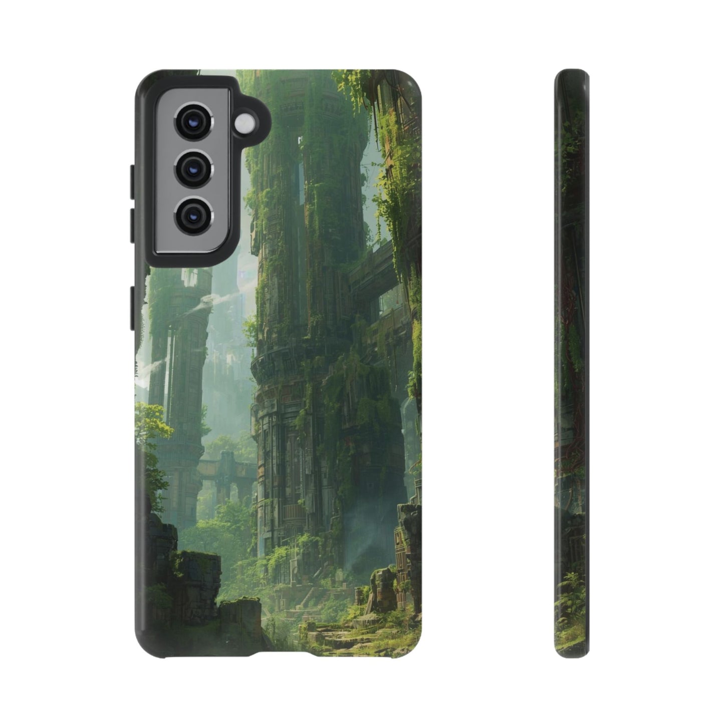 Samsung Galaxy S21 / Glossy Phone Case - Overgrown Future Ruins Sci-fi Phone Case