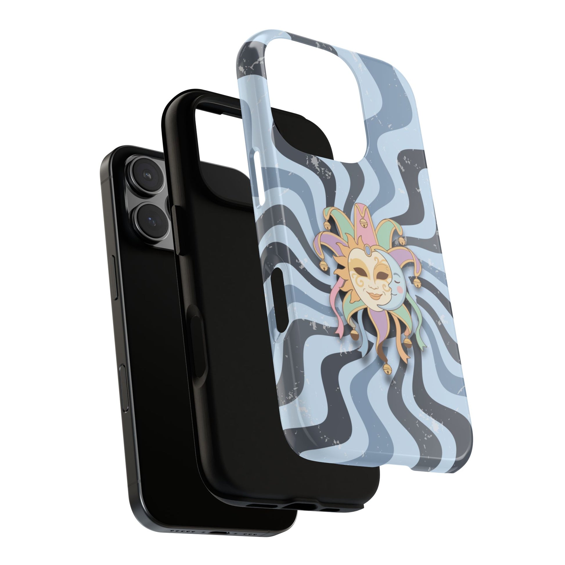 Phone Case - Sun & Moon Jester Mask – Blue Retro Wave Phone Case