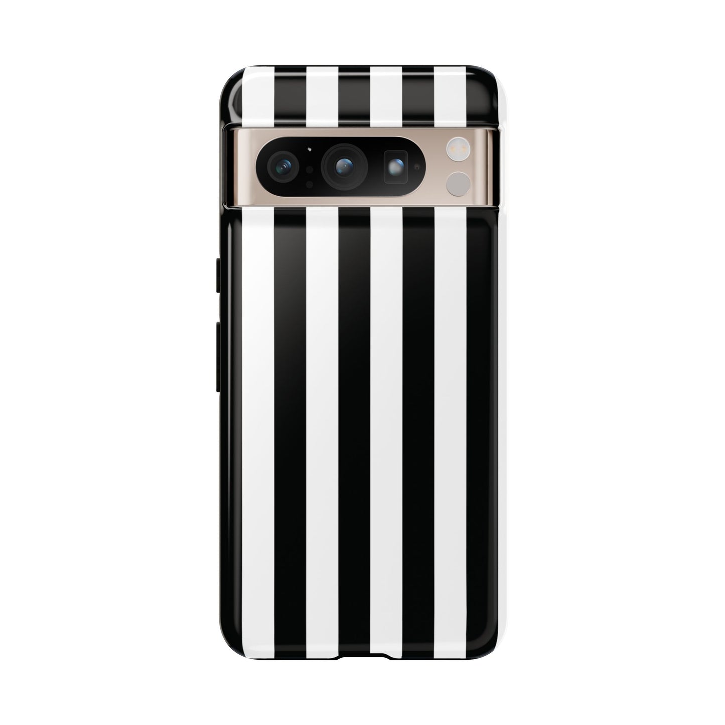 Google Pixel 8 Pro / Glossy Phone Case - Simple Black & White Stripe Pattern Phone Case