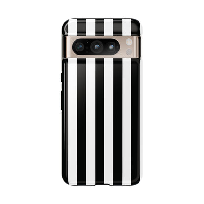 Google Pixel 8 Pro / Glossy Phone Case - Simple Black & White Stripe Pattern Phone Case