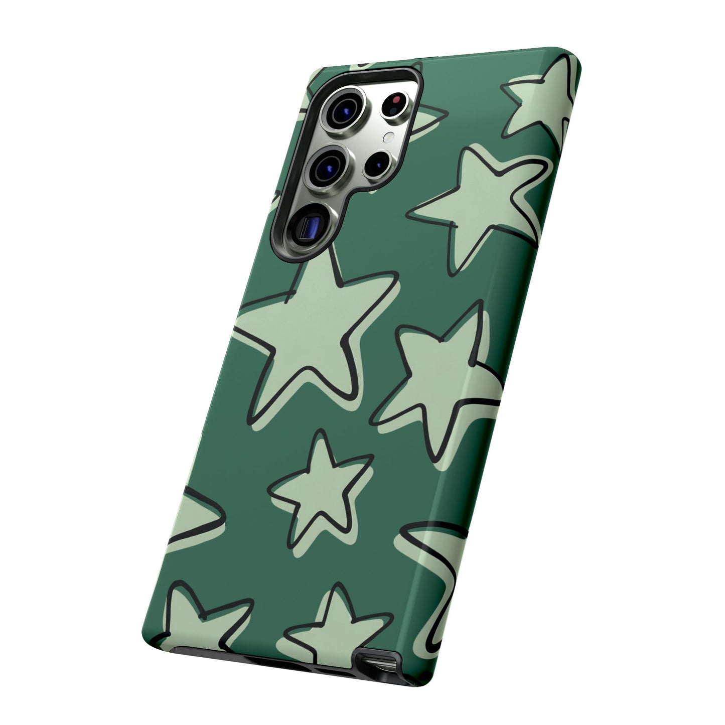 Forest Green Doodle Star Phone Case