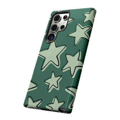 Forest Green Doodle Star Phone Case