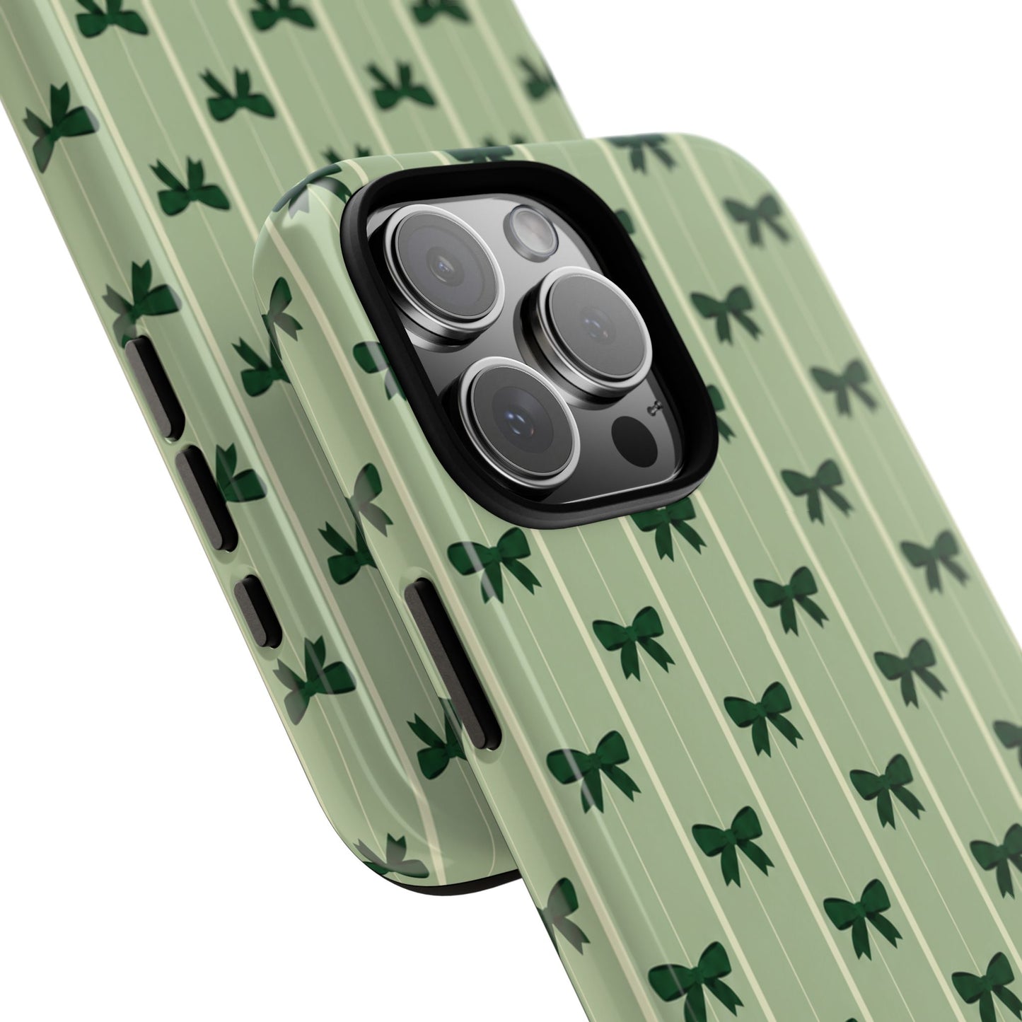Retro Forest Green Bow Pattern Phone Case