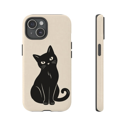 Minimalist Cream & Black Cat Phone Case