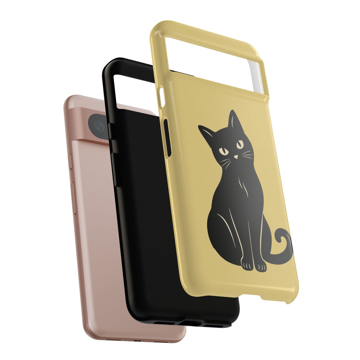 Minimalist Butter Yellow & Black Cat Phone Case