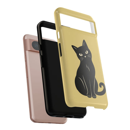Minimalist Butter Yellow & Black Cat Phone Case