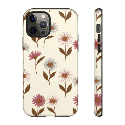 Pretty Cream & Rose Daisy Pattern Phone Case