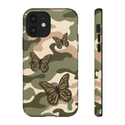 iPhone 12 / Glossy Phone Case - Green Butterfly Camo Phone Case