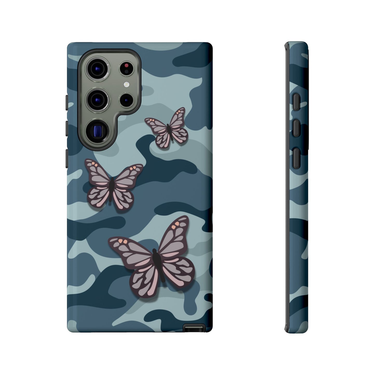 Dark Blue Butterfly Camo Phone Case - Blue Phone Case - Samsung Galaxy S23 Ultra / Glossy