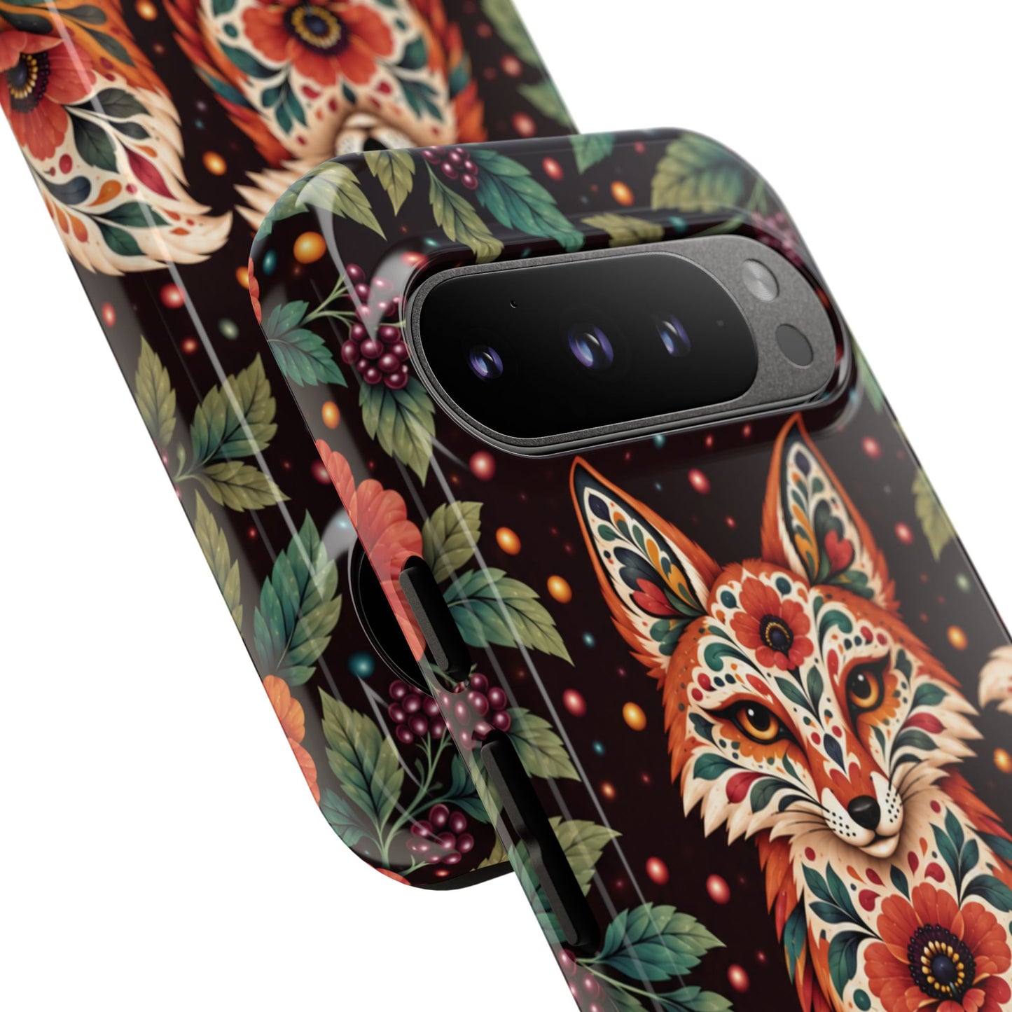 Vibrant Terracotta and Teal Calavera Fox Phone Case - Multicolor Phone Case