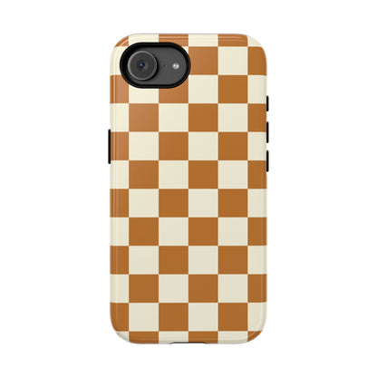 Orange & White Checked Pattern Phone Case - Orange Phone Case - iPhone 17e / Glossy