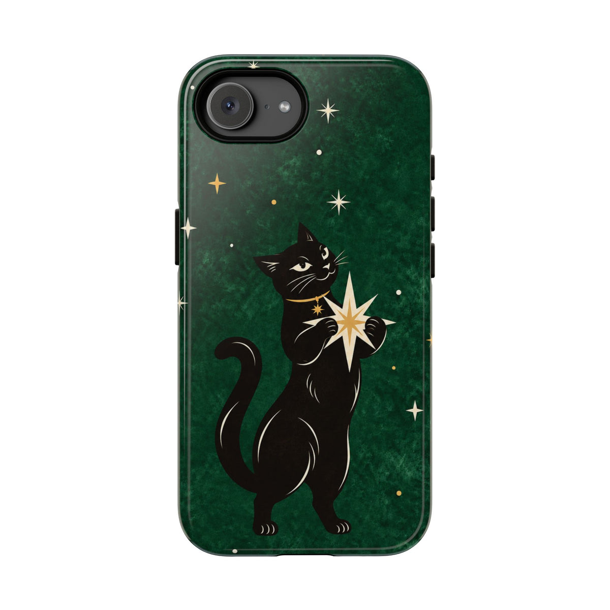 Forest Green Celestial Black Cat Phone Case - Green Phone Case - iPhone 17e / Glossy