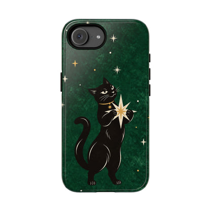 Forest Green Celestial Black Cat Phone Case - Green Phone Case - iPhone 17e / Glossy