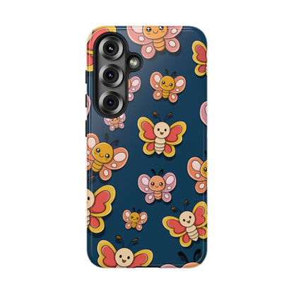 Dark Blue Butterfly Sticker Design Phone Case - Blue Phone Case - Samsung Galaxy S25 / Glossy