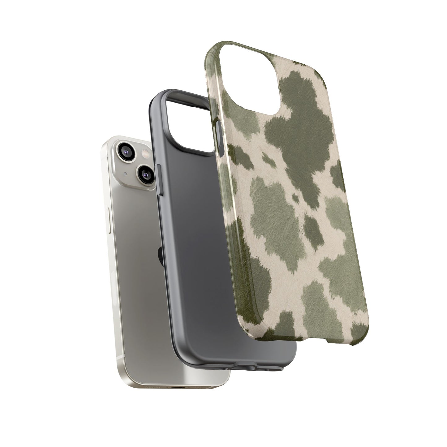 Stylish Olive Green Cow Print Phone Case