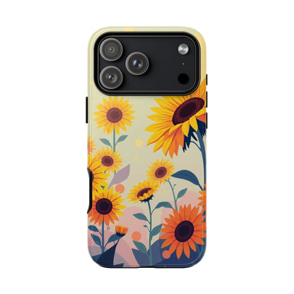 iPhone 17 Pro Max / Glossy Phone Case - Modern Flat Sunflower Design Phone Case