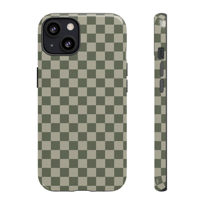 Bold Olive Green Checked Pattern Phone Case - Green Phone Case - iPhone 13 / Glossy