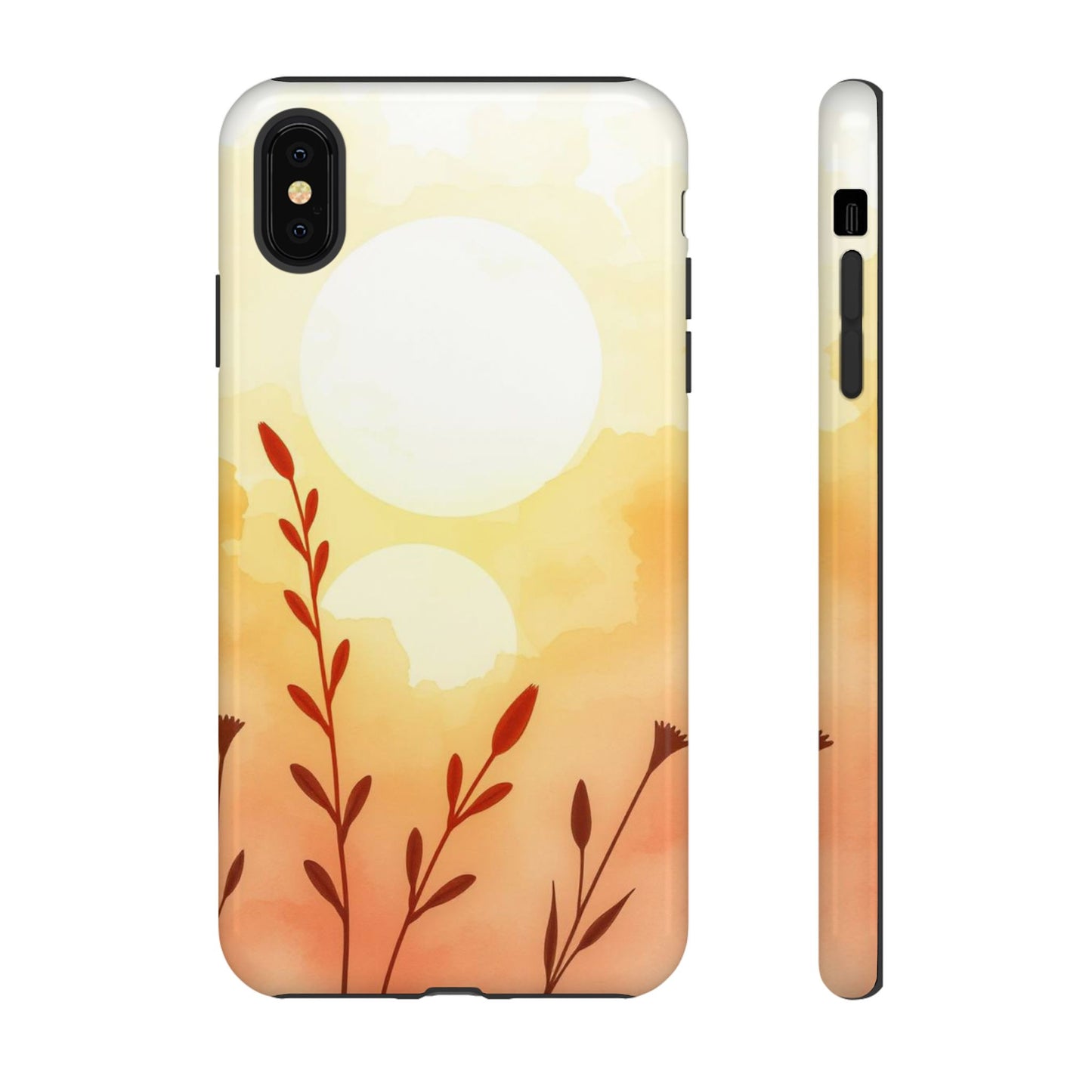 iPhone XS MAX / Glossy Phone Case - Watercolour Wildflower & Sun Design Phone Case