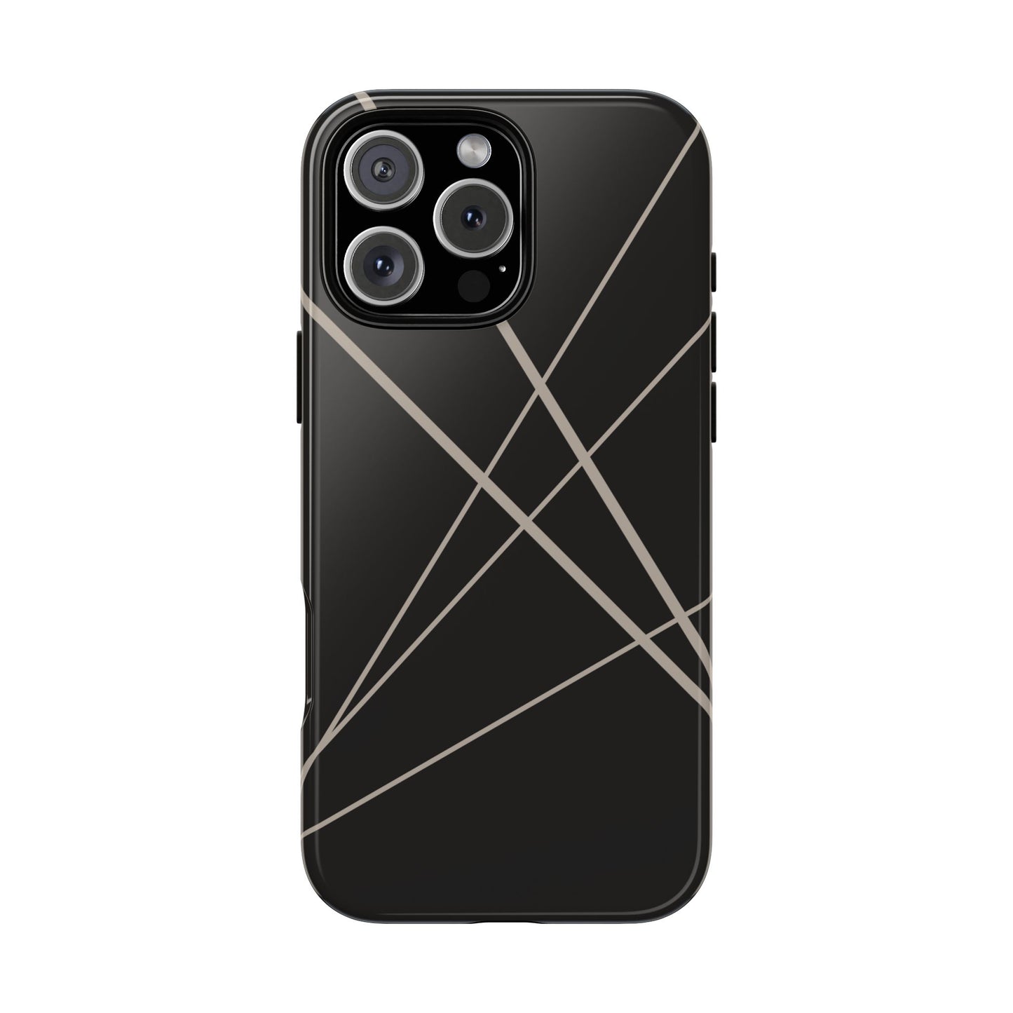 iPhone 16 Pro Max / Glossy Phone Case - Abstract Black with Grey Lines Phone Case