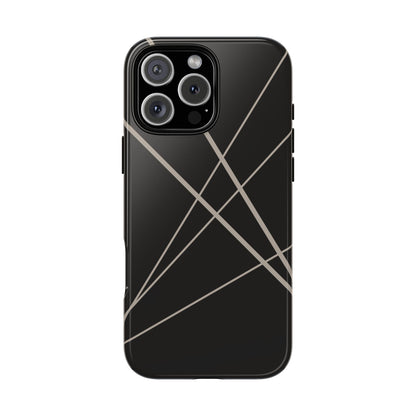 iPhone 16 Pro Max / Glossy Phone Case - Abstract Black with Grey Lines Phone Case