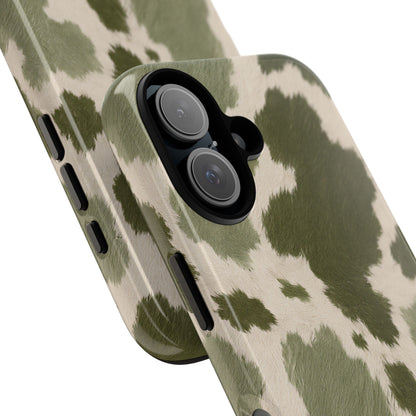Stylish Olive Green Cow Print Phone Case