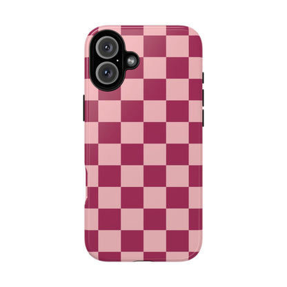 Pink Checked Pattern Phone Case - Pink Phone Case - iPhone 16 Plus / Glossy