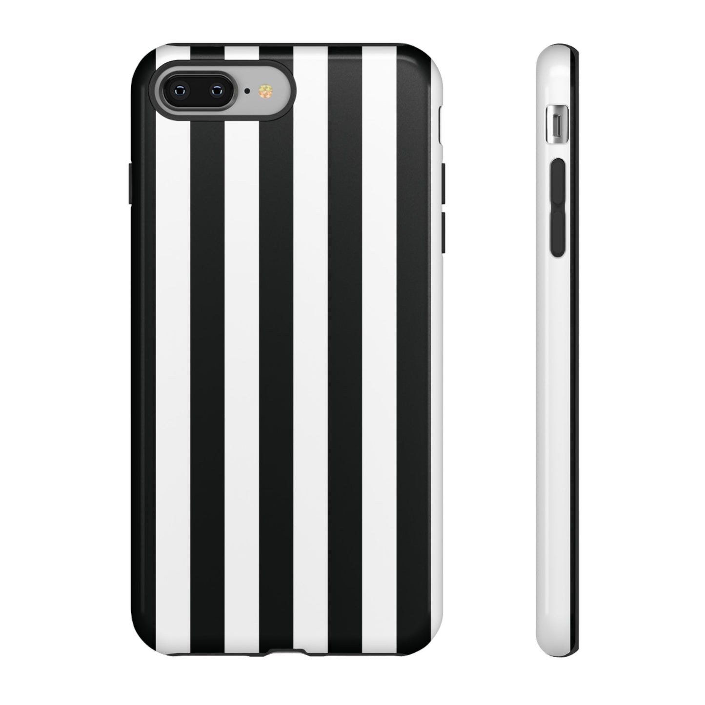 iPhone 8 Plus / Glossy Phone Case - Simple Black & White Stripe Pattern Phone Case