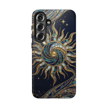 Elegant Navy & Gold Solar Spiral Phone Case
