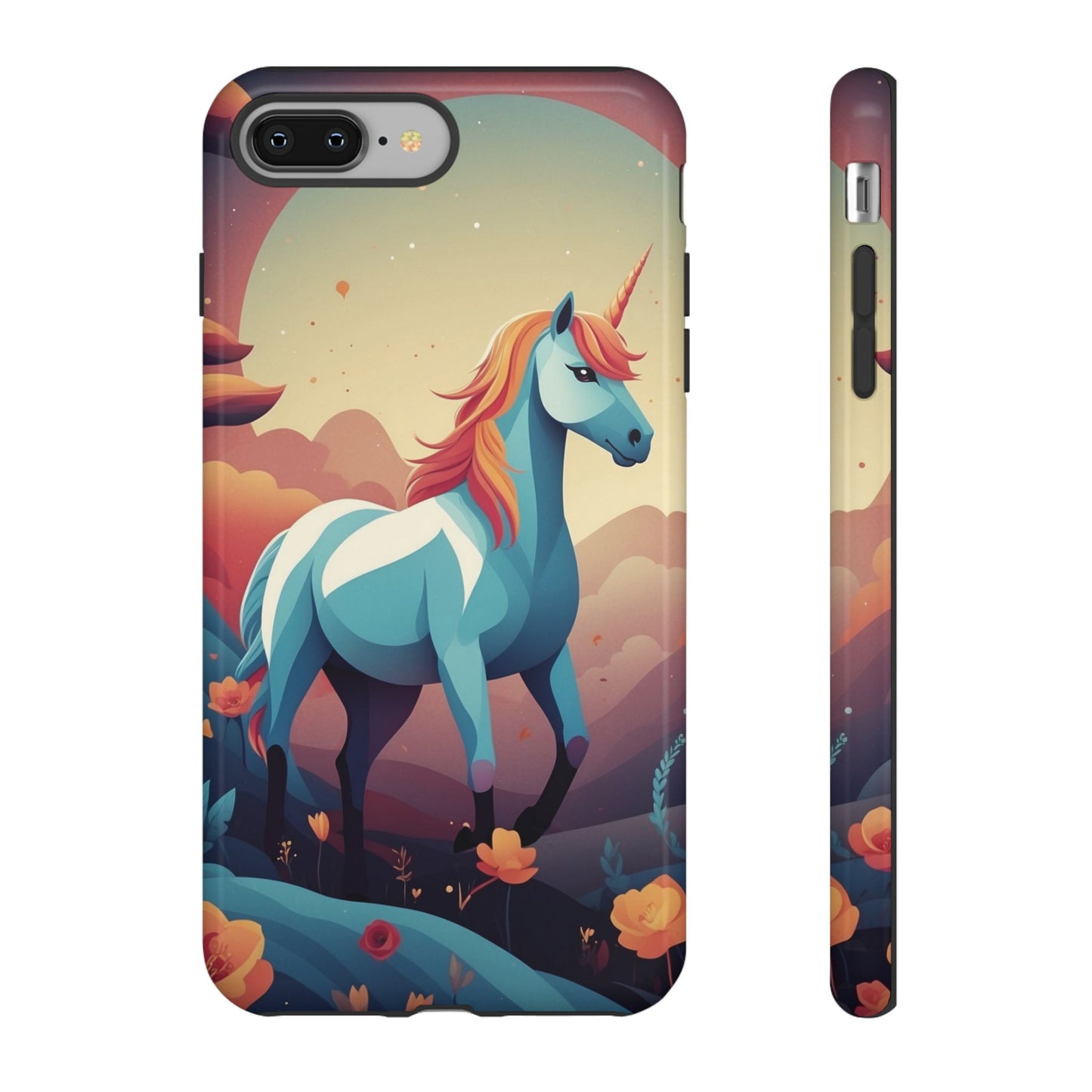 iPhone 8 Plus / Glossy Phone Case - Stylised Unicorn Design Phone Case