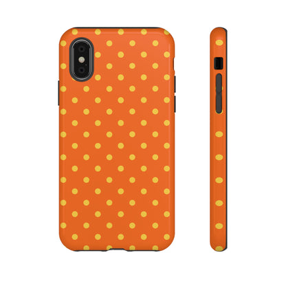 iPhone X / Glossy Phone Case - Trendy Orange & Yellow Dot Pattern Phone Case