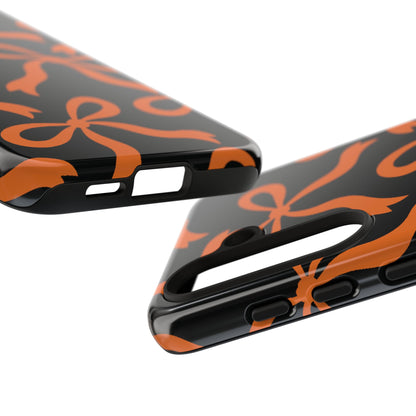 Bold Black and Burnt Orange Bow Pattern Phone Case - Black Phone Case