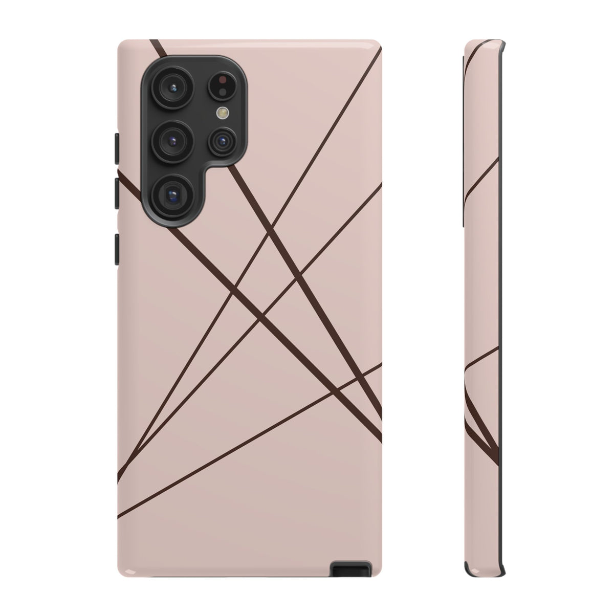 Abstract Pink with Brown Lines Phone Case - Pink Phone Case - Samsung Galaxy S22 Ultra / Glossy