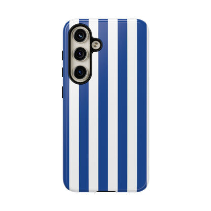 Samsung Galaxy S24 / Glossy Phone Case - Simple Blue & White Stripe Pattern Phone Case