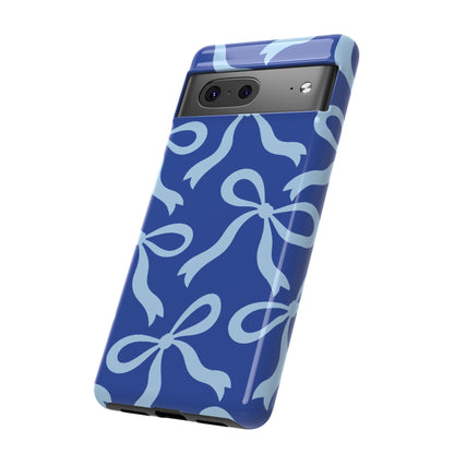 Bold Cobalt Blue and Powder Blue Bow Pattern Phone Case - Blue Phone Case