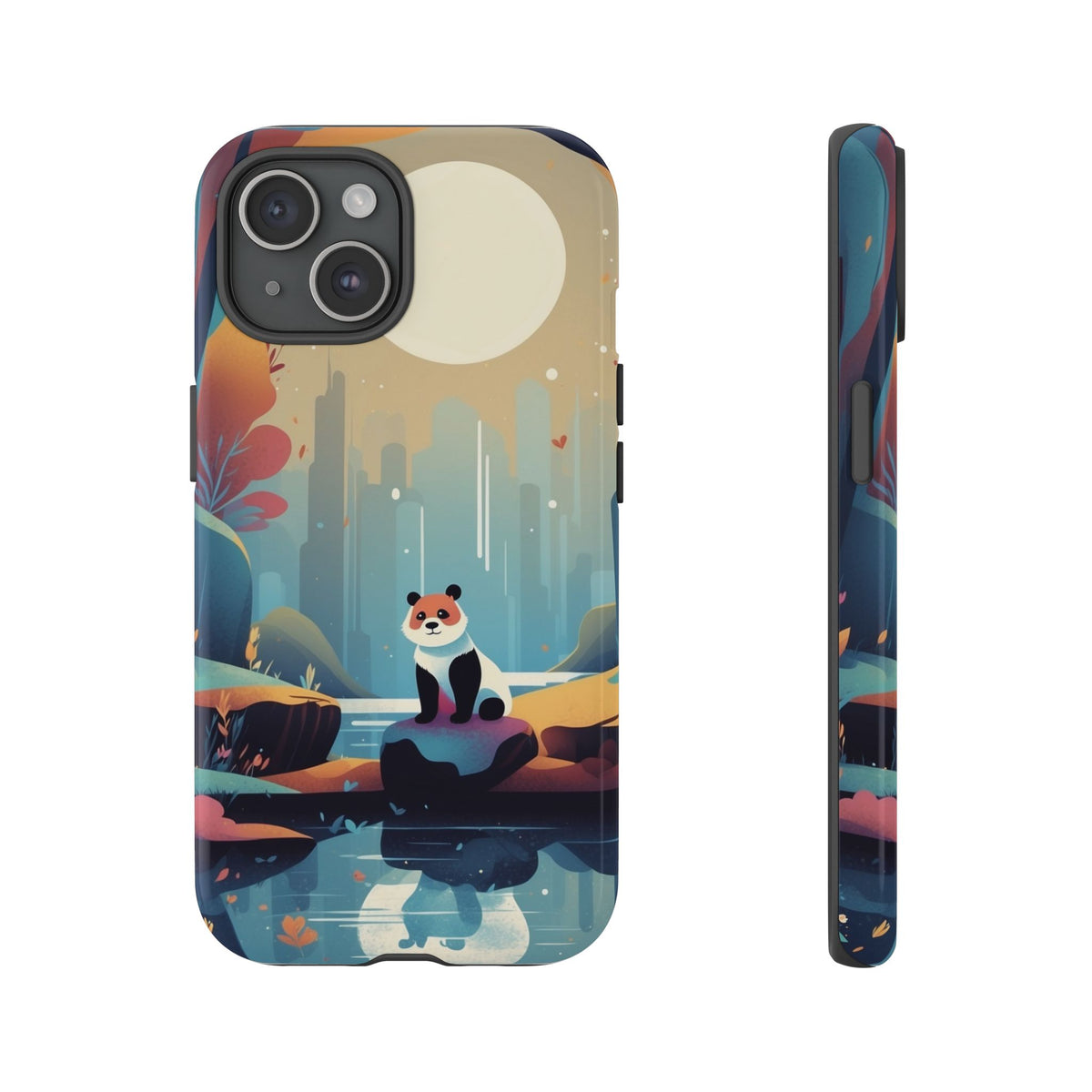 Stylised Panda Design Phone Case - Multicolor Phone Case - iPhone 15 / Glossy