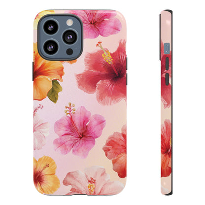 iPhone 13 Pro Max / Glossy Phone Case - ’Pink Hibiscus Pattern #2’ Phone Case