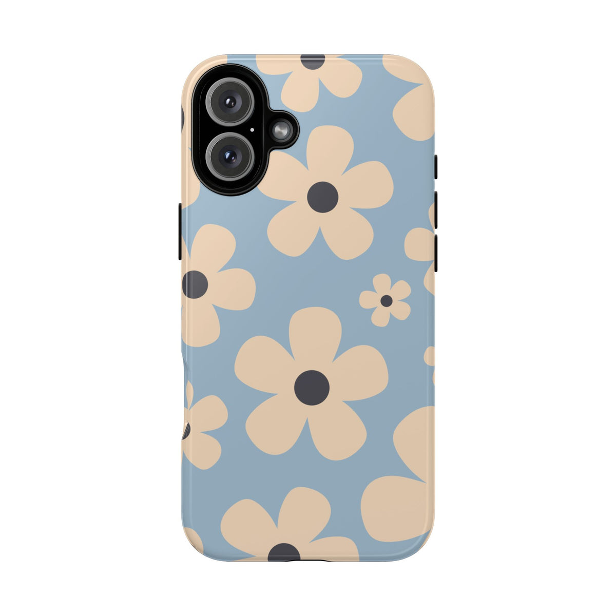 Cute Light Blue & Cream Daisy Pattern Phone Case - Blue Phone Case - iPhone 16 Plus / Glossy