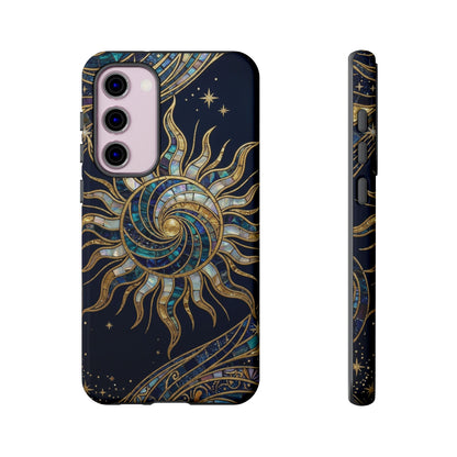Elegant Navy & Gold Solar Spiral Phone Case