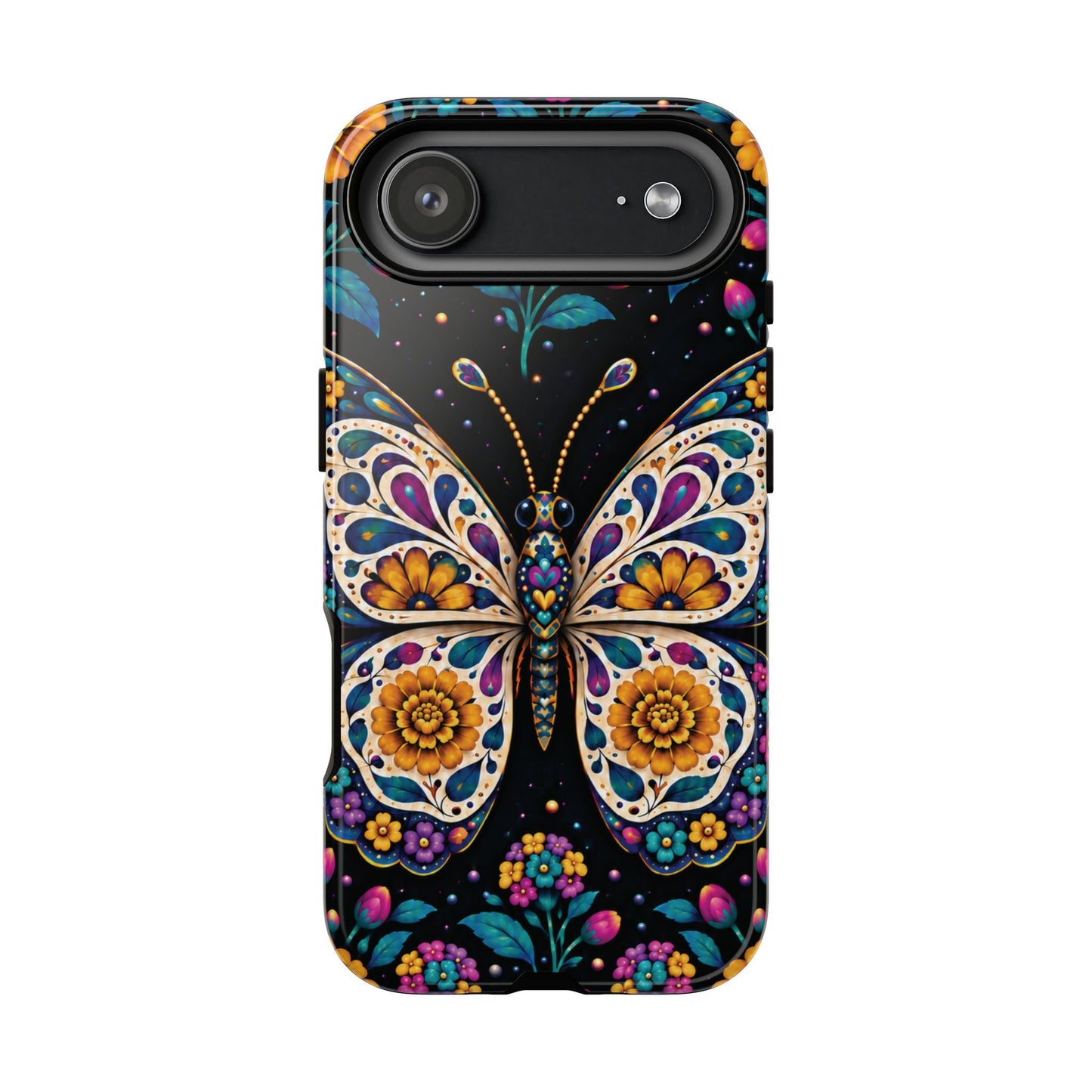 Vibrant Purple and Teal Calavera Butterfly Phone Case - Multicolor Phone Case - iPhone 17 Air / Glossy