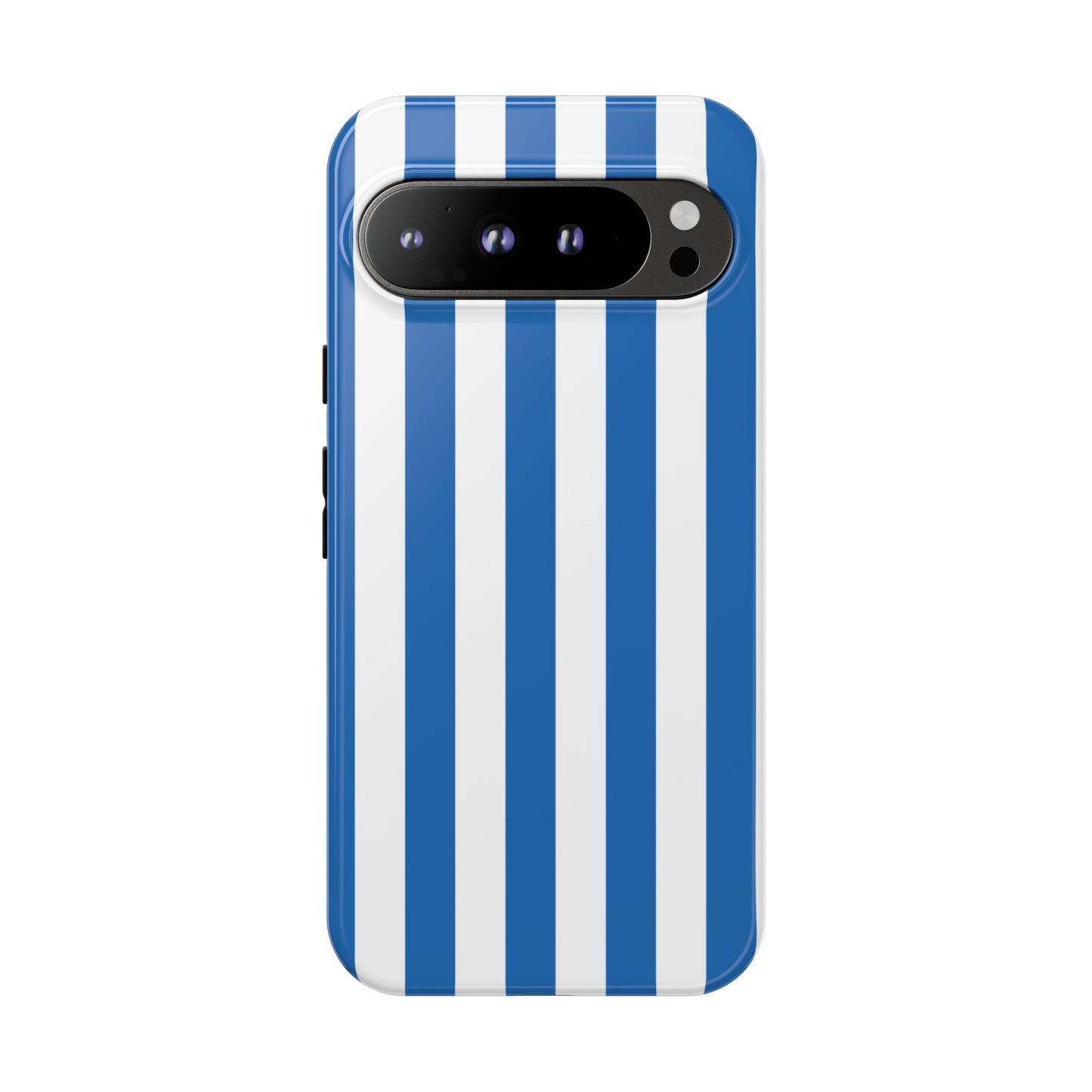 Google Pixel 9 Pro XL / Glossy Phone Case - Simple Light Blue & White Stripe Pattern Phone Case