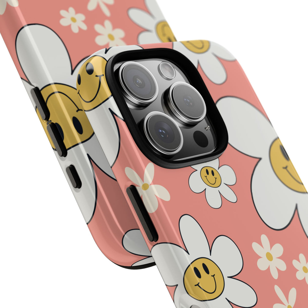 Fun Retro Daisy Pattern with Pink Background Phone Case - Pink Phone Case