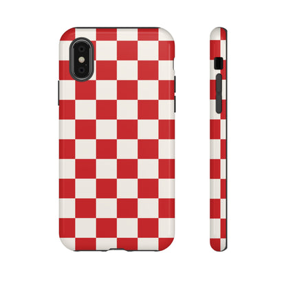 Red Checked Pattern Phone Case - Red Phone Case - iPhone X / Glossy